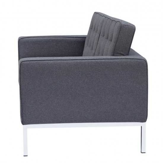 Fine Mod Imports Button Loveseat in Wool, Gray