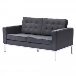 Fine Mod Imports Button Loveseat in Wool, Gray