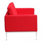 Fine Mod Imports Button Loveseat in Wool, Red