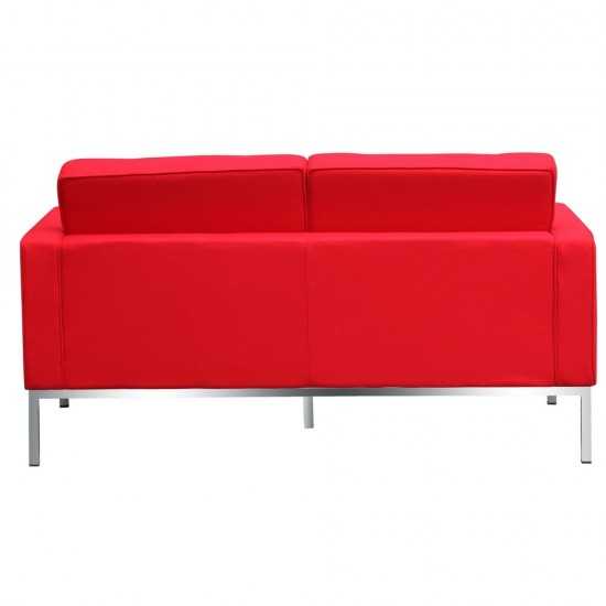 Fine Mod Imports Button Loveseat in Wool, Red