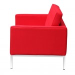 Fine Mod Imports Button Loveseat in Wool, Red