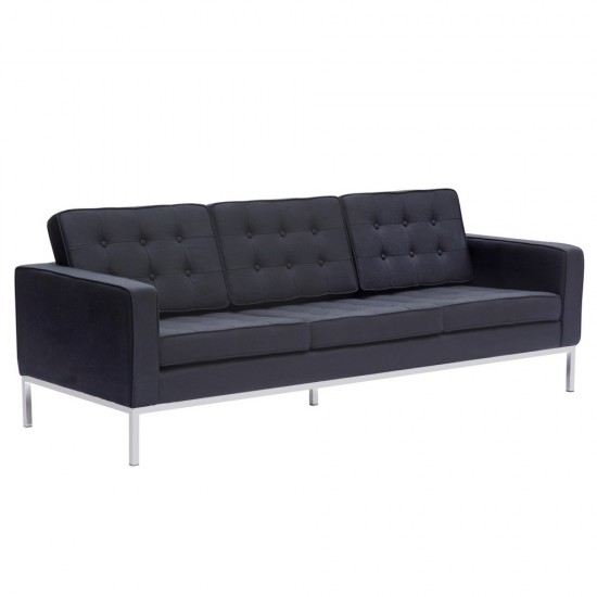 Fine Mod Imports Button Sofa in Wool, Black