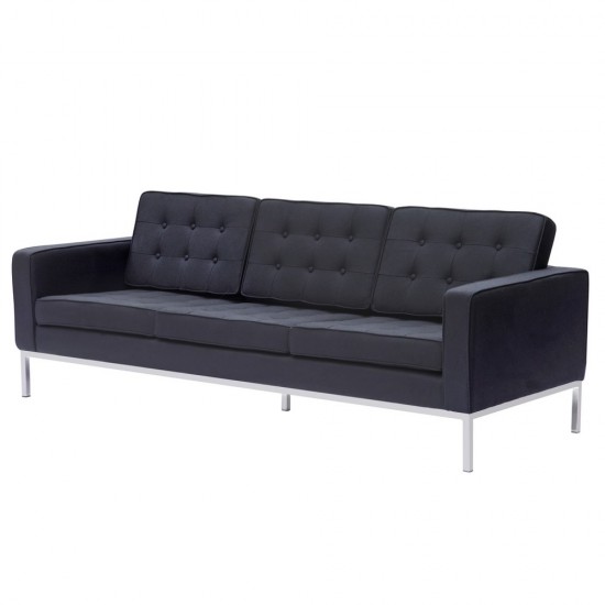 Fine Mod Imports Button Sofa in Wool, Black