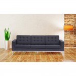 Fine Mod Imports Button Sofa in Wool, Black