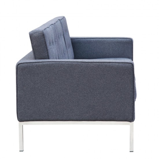 Fine Mod Imports Button Sofa in Wool, Gray