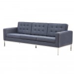 Fine Mod Imports Button Sofa in Wool, Gray