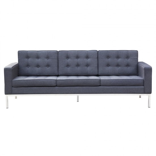 Fine Mod Imports Button Sofa in Wool, Gray