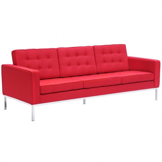 Fine Mod Imports Button Sofa in Wool, Red