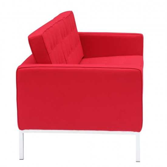 Fine Mod Imports Button Sofa in Wool, Red