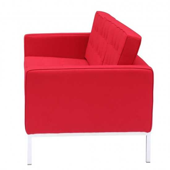 Fine Mod Imports Button Sofa in Wool, Red