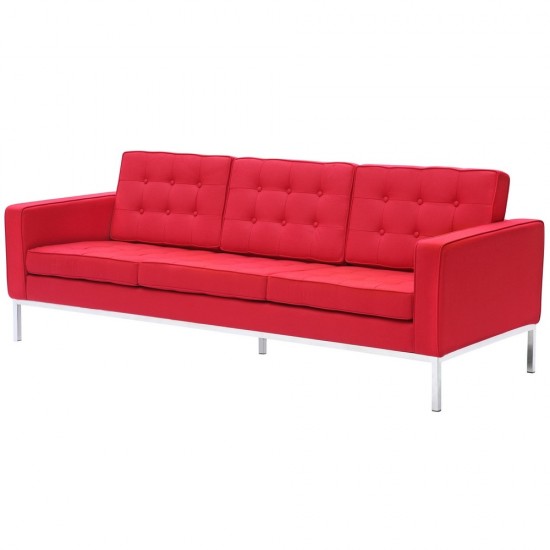 Fine Mod Imports Button Sofa in Wool, Red