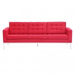 Fine Mod Imports Button Sofa in Wool, Red