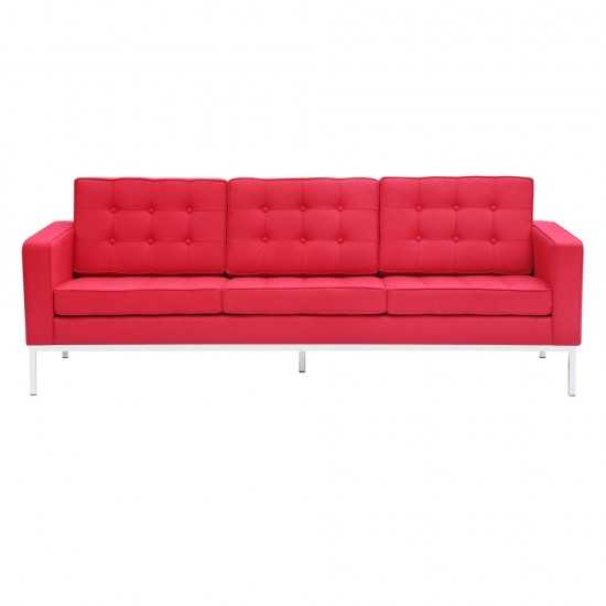 Fine Mod Imports Button Sofa in Wool, Red