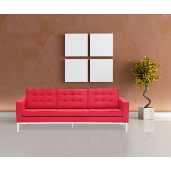 Fine Mod Imports Button Sofa in Wool, Red