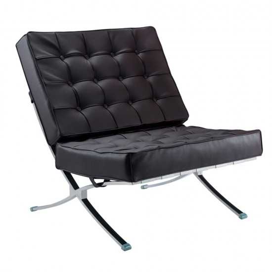 Fine Mod Imports Pavilion Chair in Leather, Dark Brown