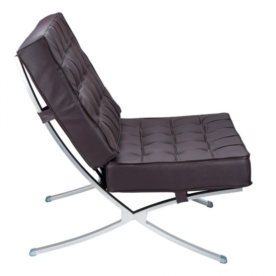 Fine Mod Imports Pavilion Chair in Leather, Dark Brown