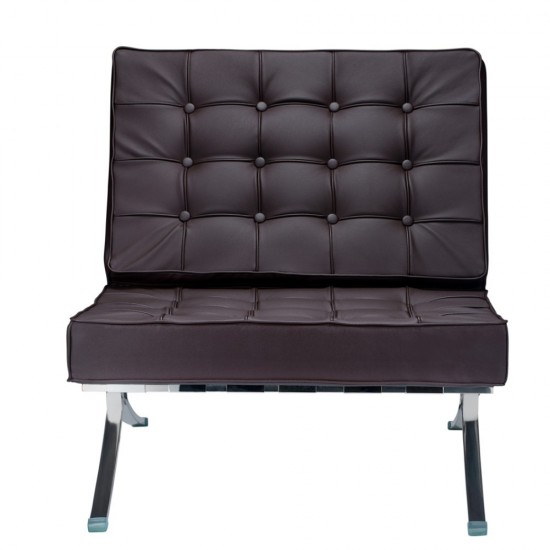 Fine Mod Imports Pavilion Chair in Leather, Dark Brown