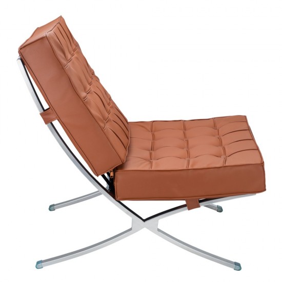 Fine Mod Imports Pavilion Chair in Leather, Light Brown