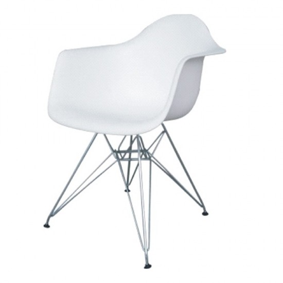 Fine Mod Imports WireLeg Dining Arm Chair, White