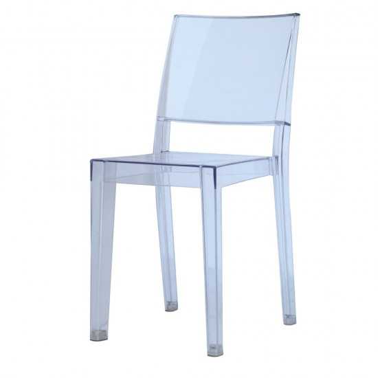 Fine Mod Imports Clear Square Side Chair, Clear