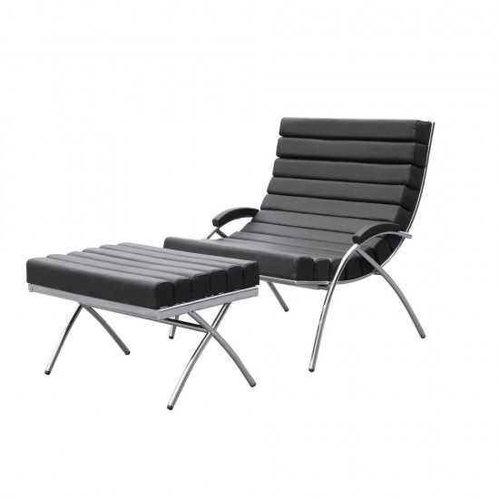 Fine Mod Imports Classic Chair & Ottoman, Black