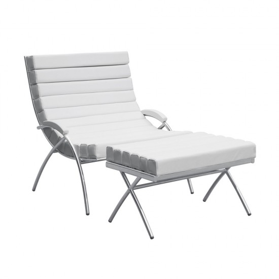 Fine Mod Imports Classic Chair & Ottoman, White