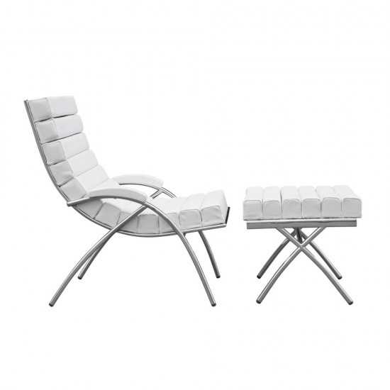 Fine Mod Imports Classic Chair & Ottoman, White