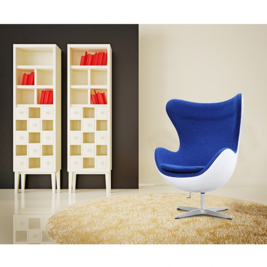 Fine Mod Imports Fiesta Fiberglass Chair In Wool, Blue