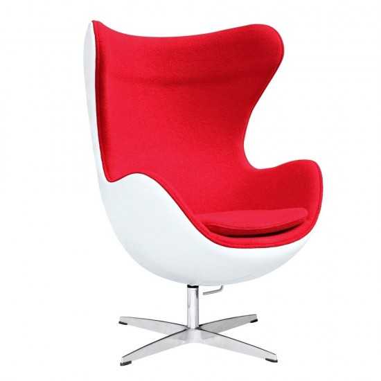 Fine Mod Imports Fiesta Fiberglass Chair In Wool, Red