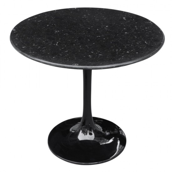 Fine Mod Imports Flower End Side Table Black Marble Top, Black