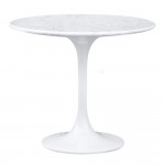Fine Mod Imports Flower End Side Table White Marble Top, White