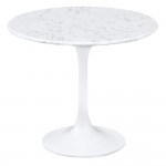 Fine Mod Imports Flower End Side Table White Marble Top, White