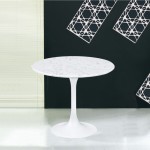 Fine Mod Imports Flower End Side Table White Marble Top, White