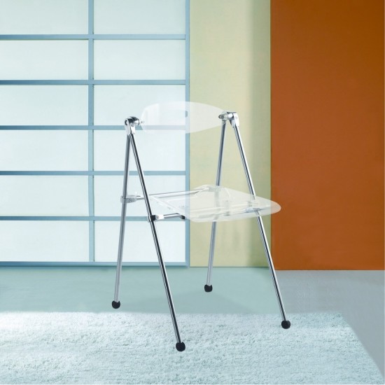 Fine Mod Imports Acrylic Folding Chair, Clear