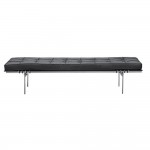 Fine Mod Imports Pika 3 Seater Bench In Genuine Leather, Black