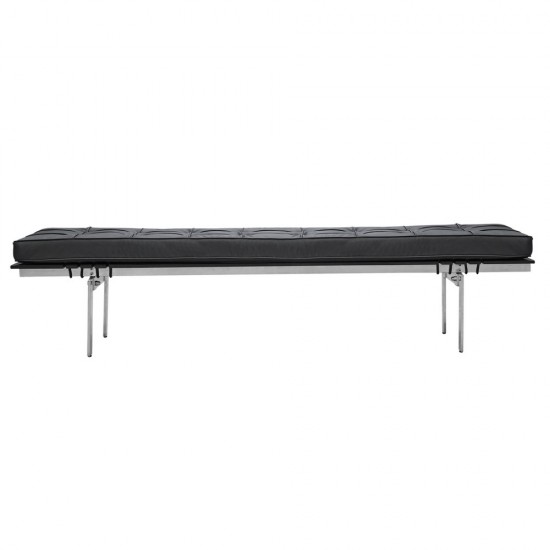 Fine Mod Imports Pika 3 Seater Bench In Genuine Leather, Black