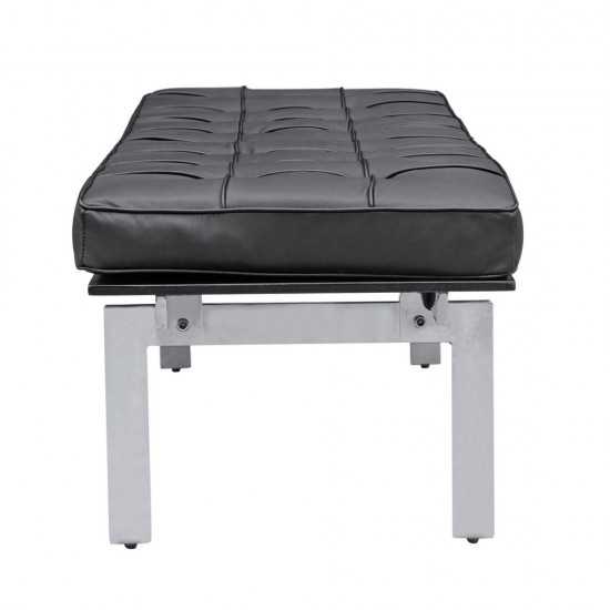 Fine Mod Imports Pika 3 Seater Bench In Genuine Leather, Black