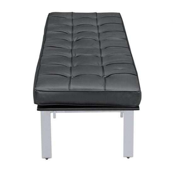 Fine Mod Imports Pika 3 Seater Bench In Genuine Leather, Black