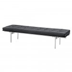 Fine Mod Imports Pika 3 Seater Bench In Genuine Leather, Black