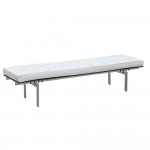 Fine Mod Imports Pika 3 Seater Bench In Genuine Leather, White