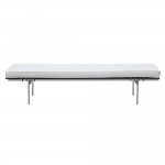 Fine Mod Imports Pika 3 Seater Bench In Genuine Leather, White