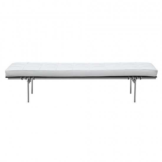 Fine Mod Imports Pika 3 Seater Bench In Genuine Leather, White