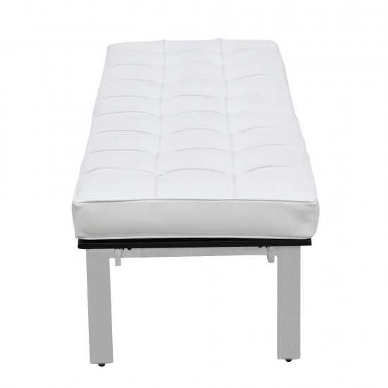 Fine Mod Imports Pika 3 Seater Bench In Genuine Leather, White