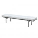 Fine Mod Imports Pika 3 Seater Bench In Genuine Leather, White