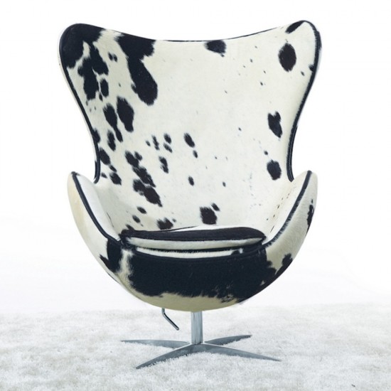 Fine Mod Imports Inner Chair Pony Hide, Black and White