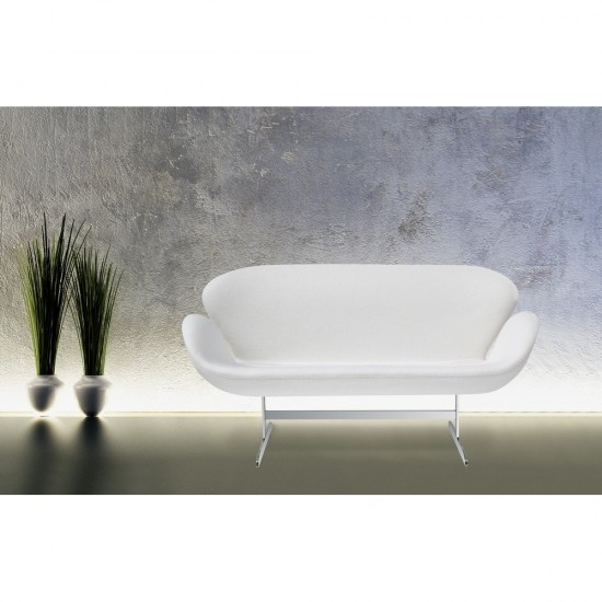 Fine Mod Imports Swan Sofa Fabric, White