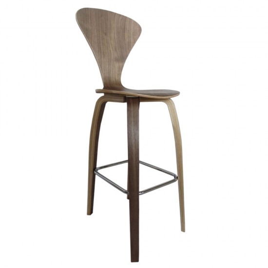 Fine Mod Imports Wooden Bar Chair 30", Walnut