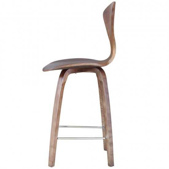 Fine Mod Imports Wooden Counter Chair 25", Walnut