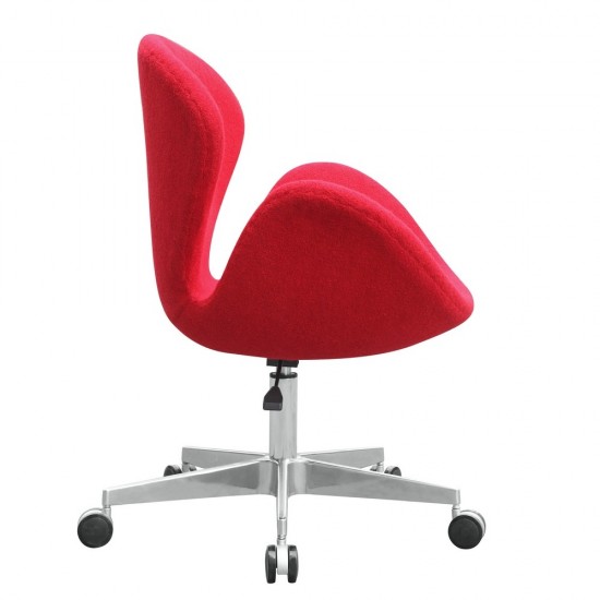 Fine Mod Imports Swan Chair Fabric with Casters, Red