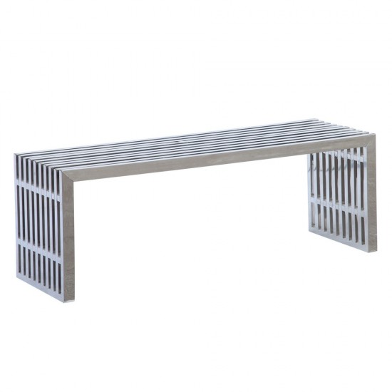 Fine Mod Imports Zeta Stainless Steel Bench Long, Silver